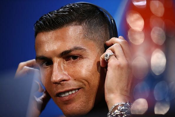 Cristiano Ronaldo at last night's press conference at Old Trafford